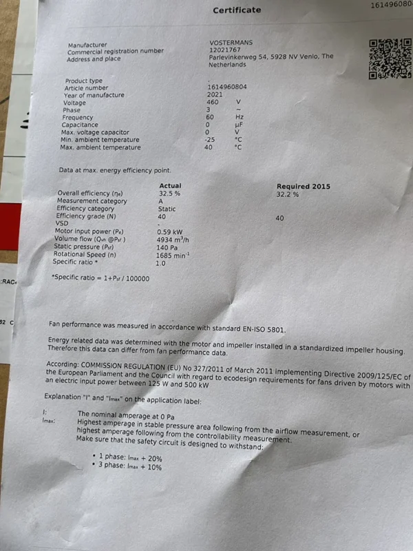 Two Unused 60 htz cooling fan – c/w with / certs / approvals etc - Image 5